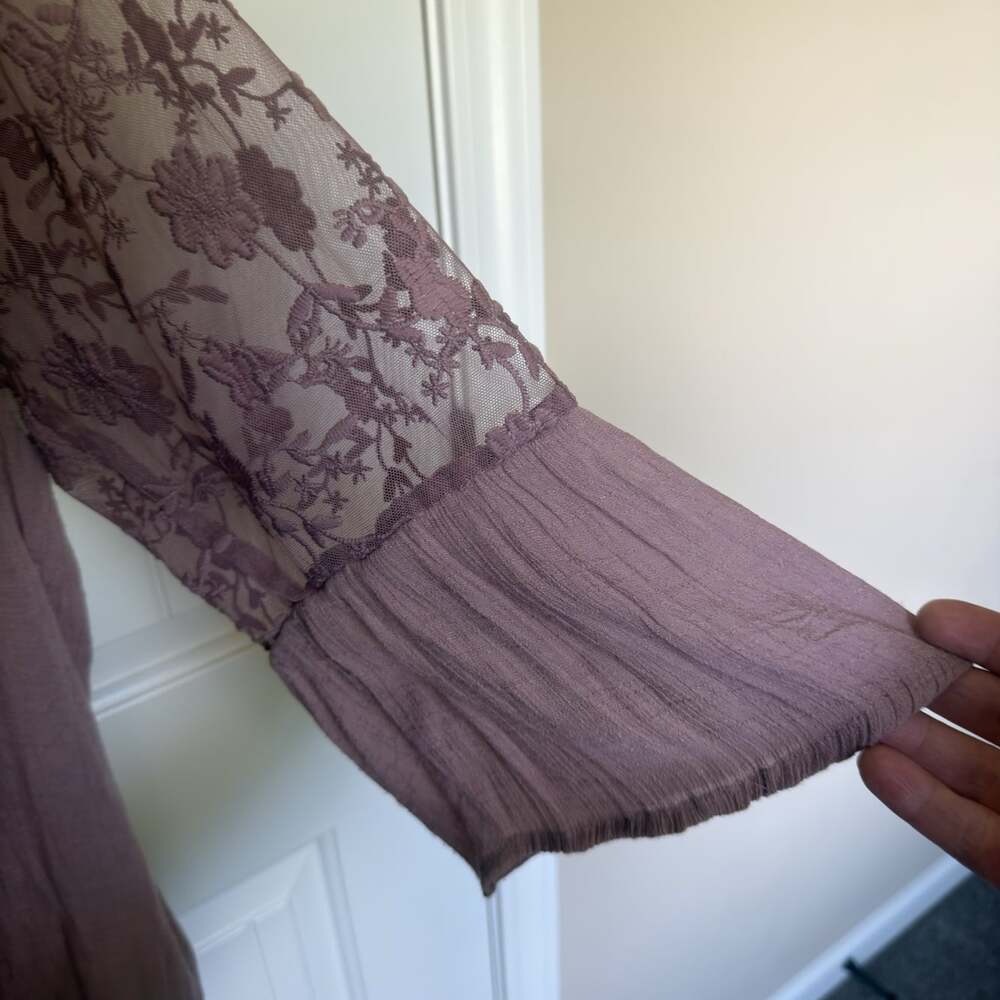 Indigo Rose Women’s Boho Sheer Lace Mauve Flowy Top 2X - Picture 6 of 8
